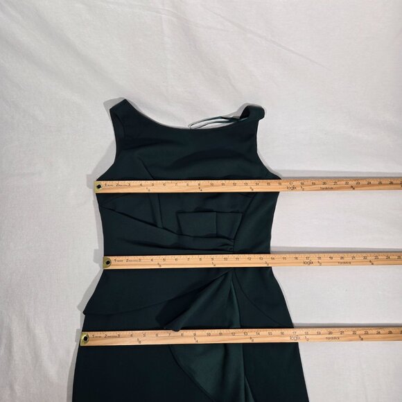 BETSY ADAM "Christine" PINE Scuba Crepe Ruffle Bow Slit Formal Gown Dress Size 8 - Picture 17 of 17